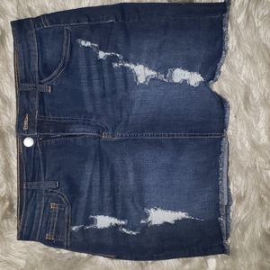 Ripped Denim Mini Skirt - Size 7 (Junior)